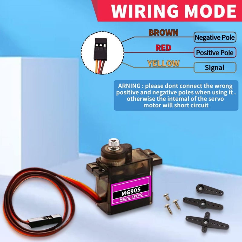 DaFuRui 5pack MG90S Servo Motor， Mini 9G MG90S Micro Servo Metal Geared Motor for Arduino RC Robot Helicopter Airplane Boat Controls - Image 3